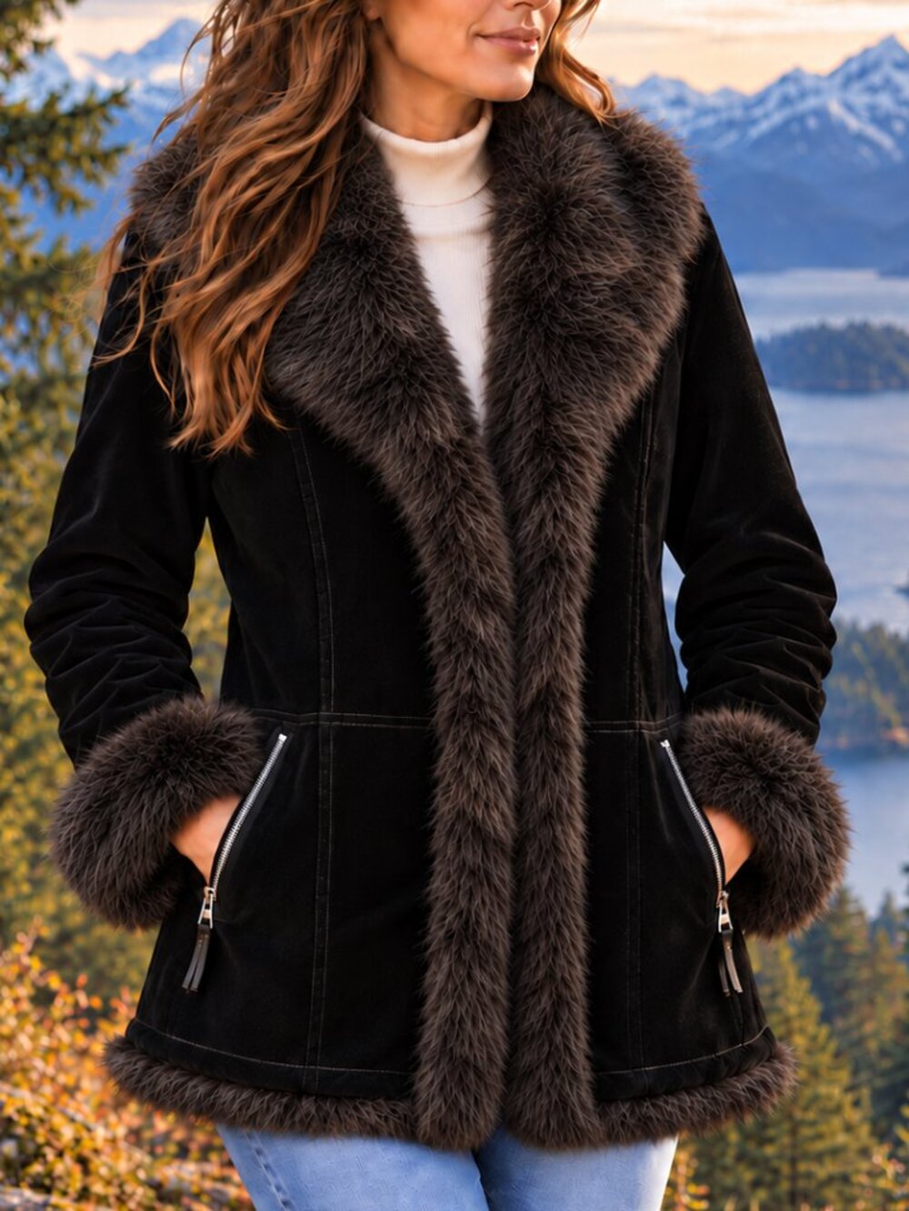 Burberry Blue Label Black Velvet Faux Fur Trim Jacket Size 40